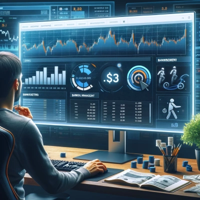 eine Person vor einem Computerbildschirm, die sorgfältig ihr Budget für E-Sport-Wetten überprüft